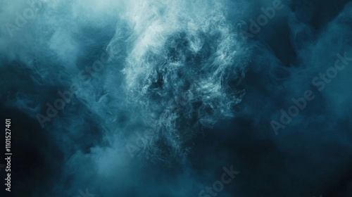 Abstract Swirling Smoke in Teal and White