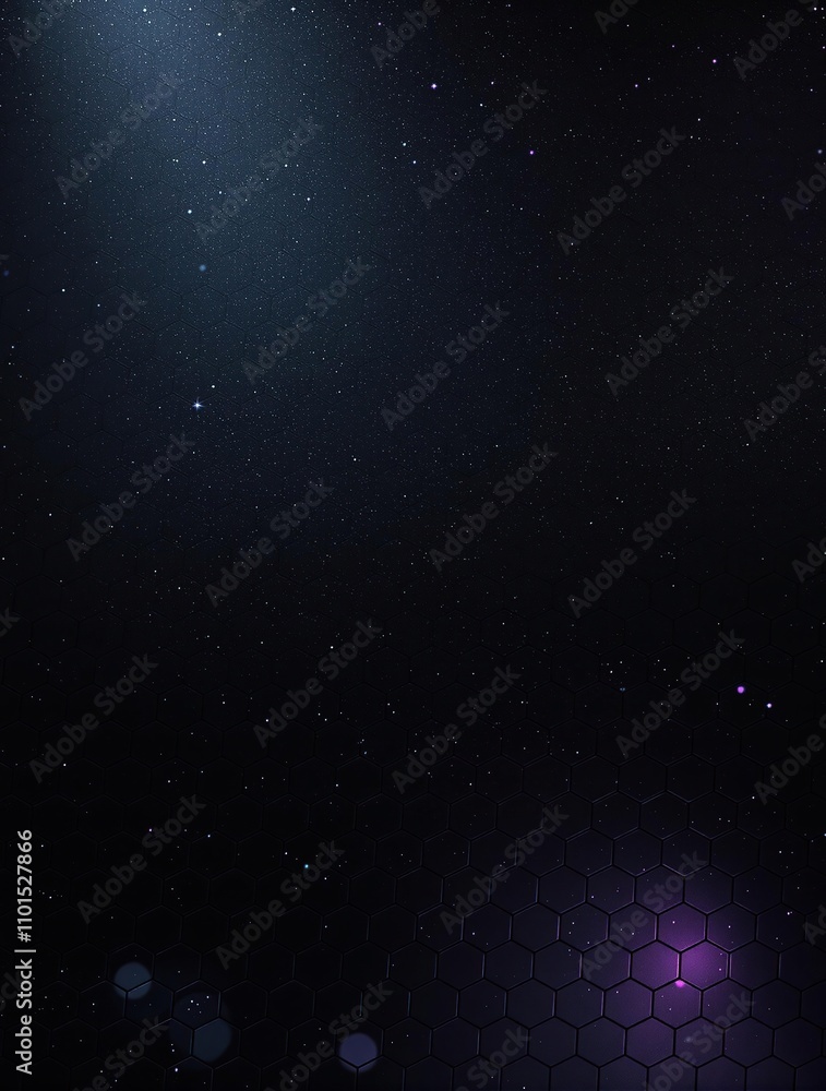 Fototapeta premium Dark hexagonal metal background with scattered light reflections, hexagonal metal, light reflections