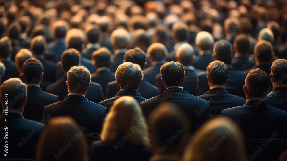 Obraz premium Rear View of Audience Members in a Conference Hall