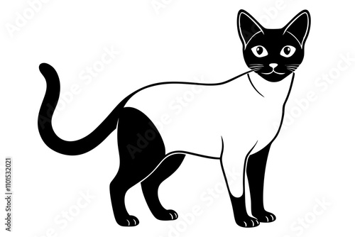 Burmese Cat Silhouette Vector Illustration