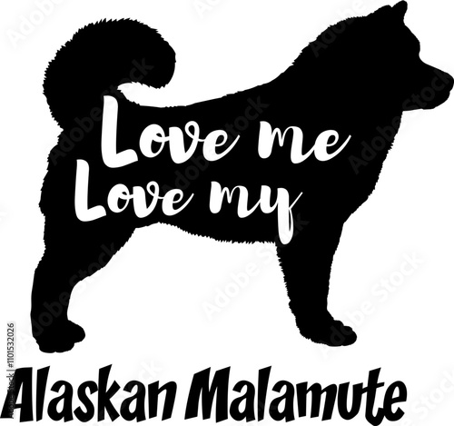 Alaskan Malamute.svg  dog silhouette, dog, dog breeds, logo, vector, love me love my dog, silhouette, i love my dog, animal, illustration, icon, sign, design, black, symbol, pet, love 
