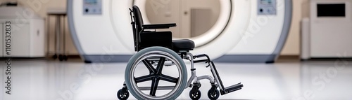 MRI-compatible wheelchair designed for mobility in radiology settings, MRI wheelchair, adaptive equipment photo