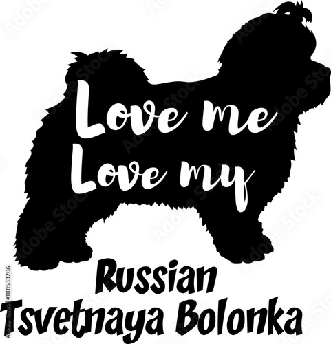 ussian Tsvetnaya Bolonka dog silhouette, dog, dog breeds, logo, vector, love me love my dog, silhouette, i love my dog, animal, illustration, icon, sign, design, black, symbol, pet, love  photo