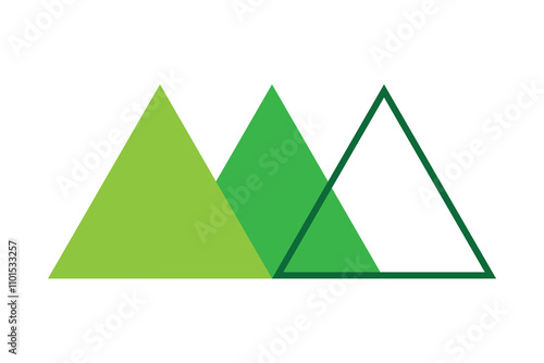 Abstract geometric logo symbol. Triangle symbol with 3 different colors