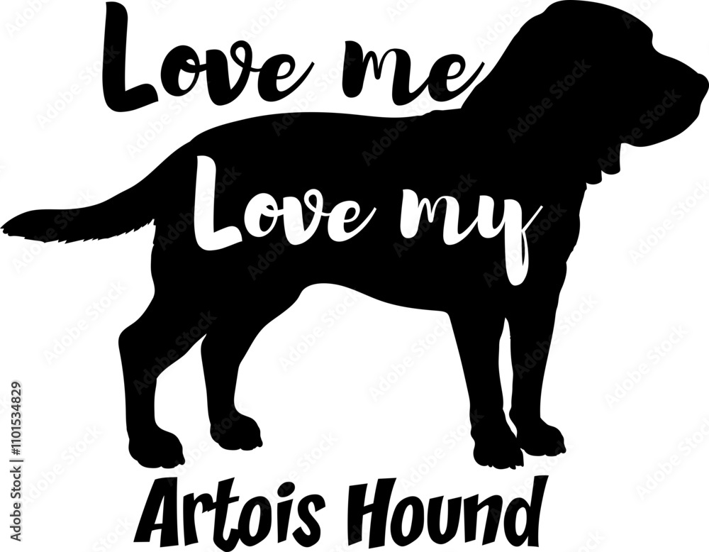 Naklejka premium Artois Hound.svg dog silhouette, dog, dog breeds, logo, vector, love me love my dog, silhouette, i love my dog, animal, illustration, icon, sign, design, black, symbol, pet, love 