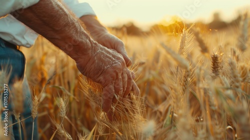 Reaping: The cutting and collection of mature crops like grains during harvest season, marking the end of the growing period and preparing for processing. photo