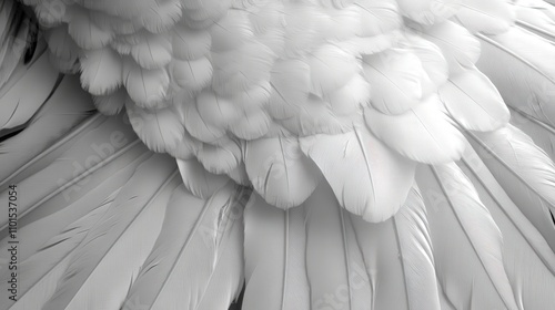 White Bird Feathers Close Up Detailed Texture photo