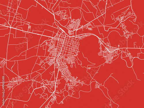 Christmas Map of Acambaro, Mexico in Snowy White on Festive Red Background. photo