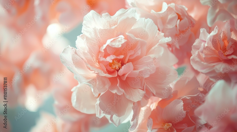 Obraz premium Close-up of soft pink flowers in full bloom