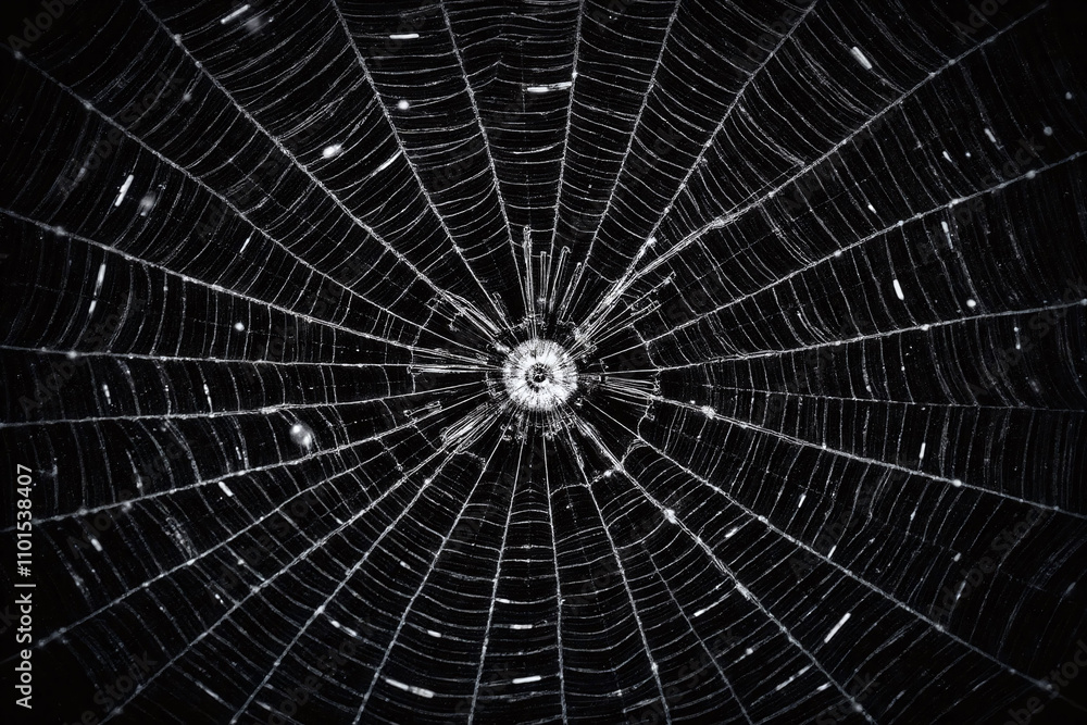 Fototapeta premium Spider web in high-contrast black and white photo
