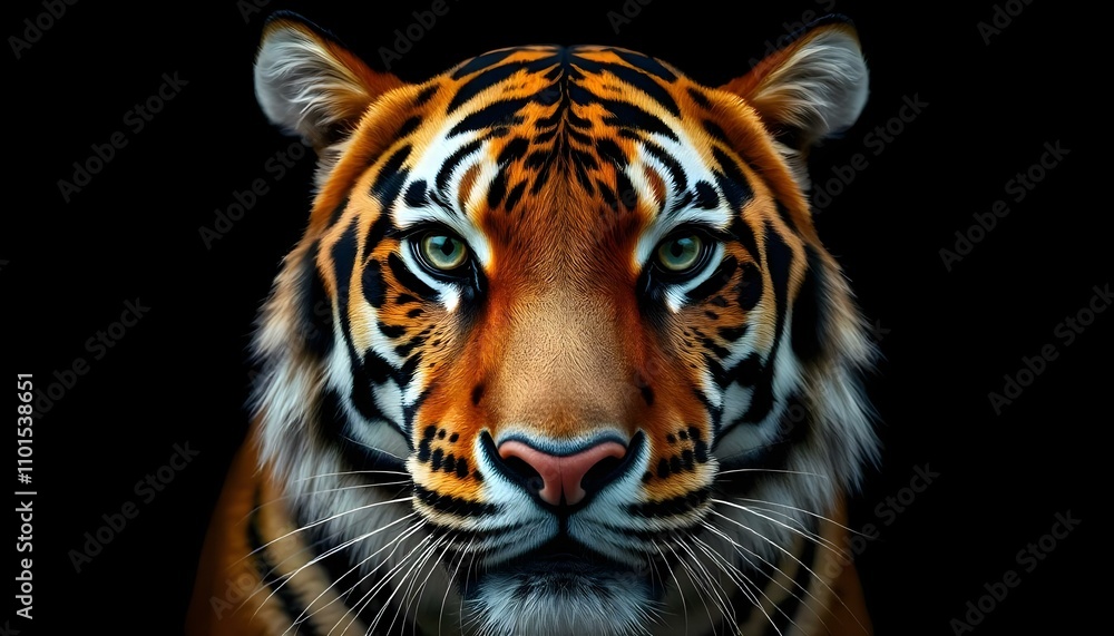 Fototapeta premium tiger head isolated on black