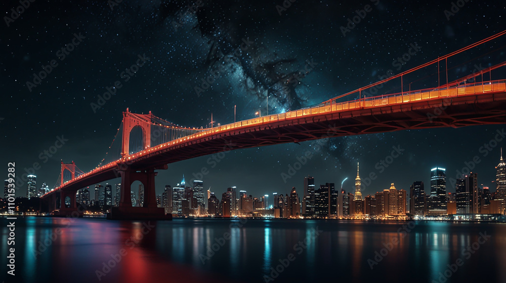 Fototapeta premium 夜空を渡る光のアーチ