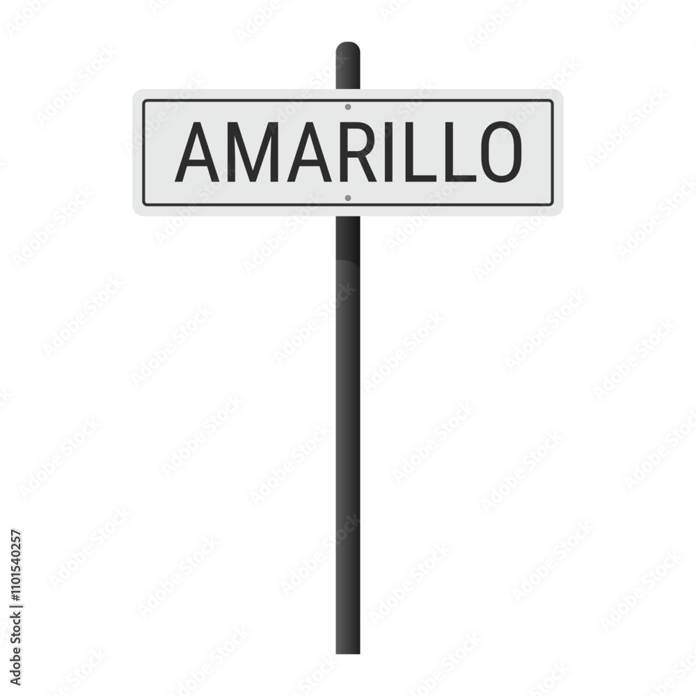 Amarillo road sign on a black pole. Vector illustration isolated on white Amarillo road sign on a black pole. Vector illustration isolated on white