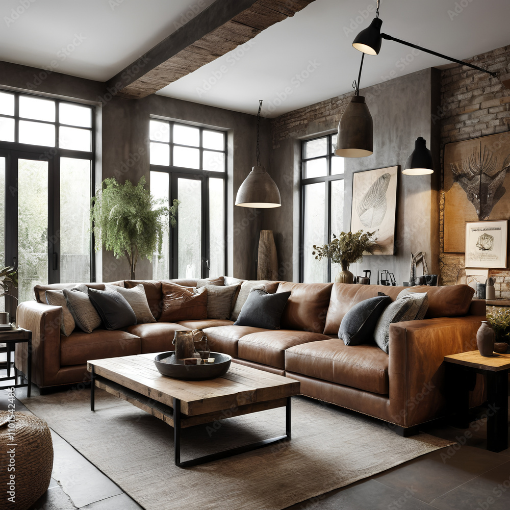 Fototapeta premium postmodern rustic interior home design 
