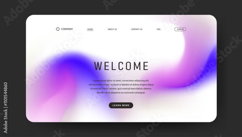 Abstract wave futuristic design of landing page. retro gradient mesh website design