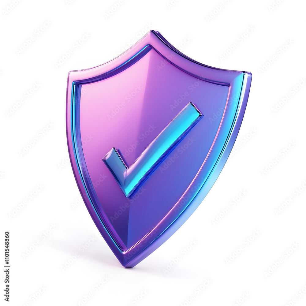 cartoon 3d Icon safety shield check mark perspective . Blue and purple symbol security safety icon. Checkmark in minimalistic style. 3d vector illustration. white background cartoon 3d Icon safety shield check mark perspective . Blue and purple symbol security safety icon. Checkmark in minimalistic style. 3d vector illustration. white background