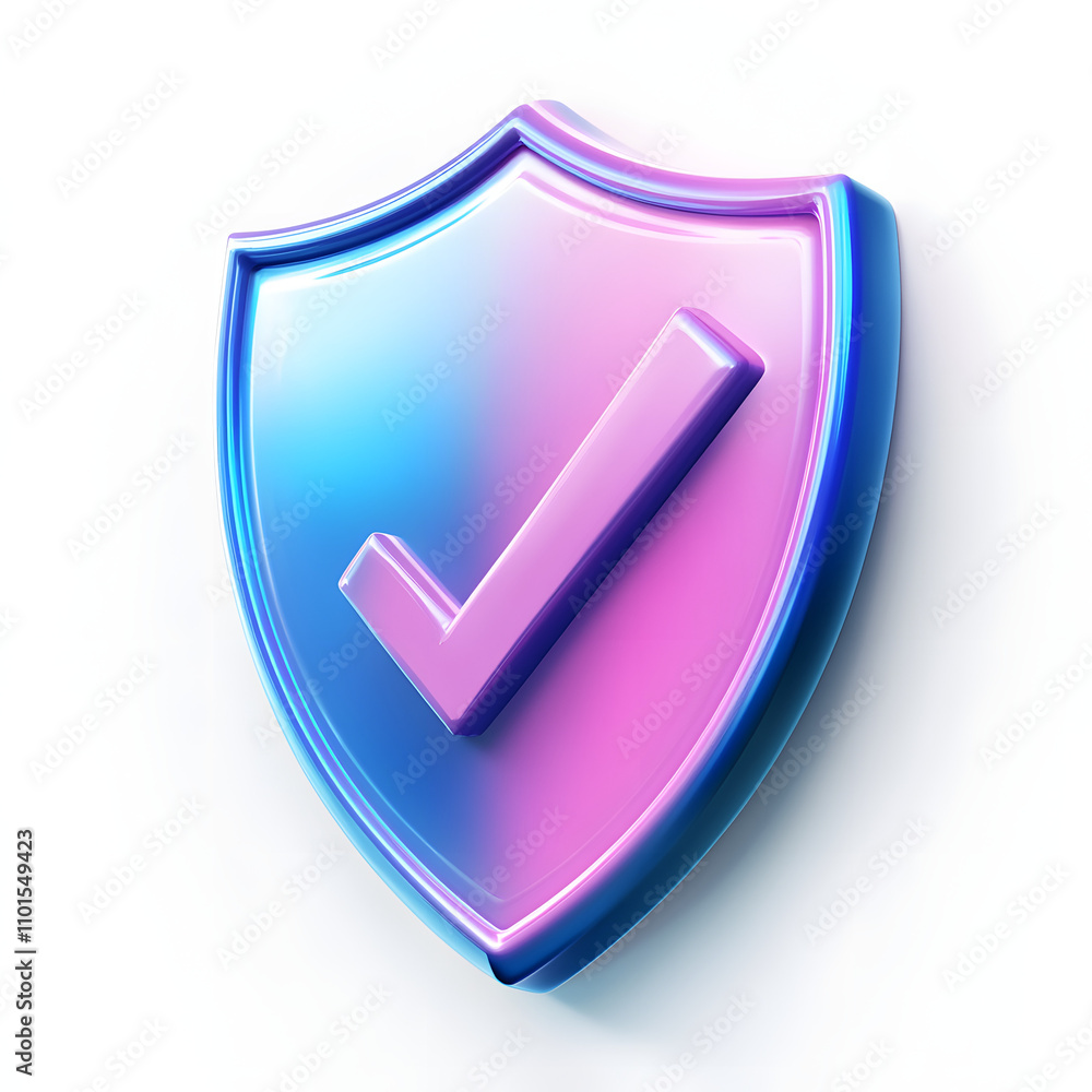cartoon 3d Icon safety shield check mark perspective . Blue and purple symbol security safety icon. Checkmark in minimalistic style. 3d vector illustration. white background cartoon 3d Icon safety shield check mark perspective . Blue and purple symbol security safety icon. Checkmark in minimalistic style. 3d vector illustration. white background