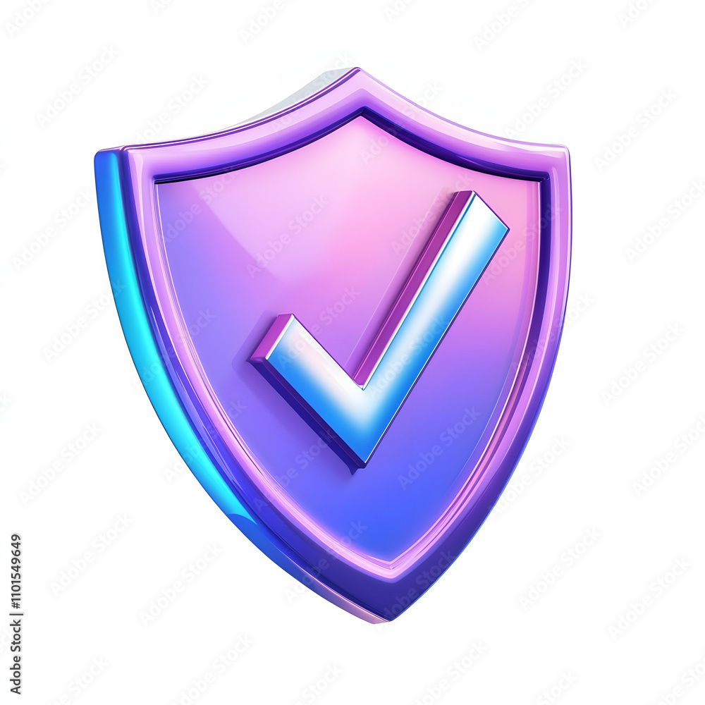 cartoon 3d Icon safety shield check mark perspective . Blue and purple symbol security safety icon. Checkmark in minimalistic style. 3d vector illustration. white background cartoon 3d Icon safety shield check mark perspective . Blue and purple symbol security safety icon. Checkmark in minimalistic style. 3d vector illustration. white background