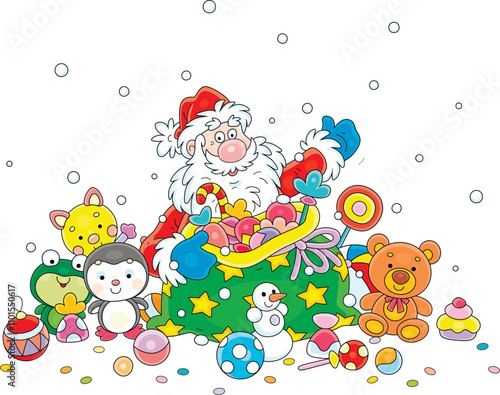 Santa Claus with putting Ch...