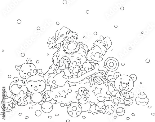 Santa Claus with putting Ch...