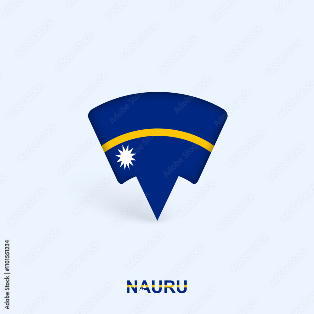 Nauru Flag Map Pointer Design with Shadow. Nauru Flag Map Pointer Design with Shadow.