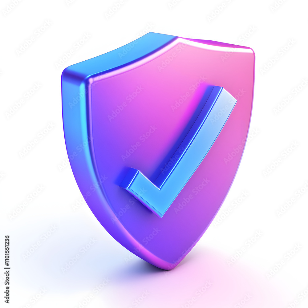 cartoon 3d Icon safety shield check mark perspective . Blue and purple symbol security safety icon. Checkmark in minimalistic style. 3d vector illustration. white background cartoon 3d Icon safety shield check mark perspective . Blue and purple symbol security safety icon. Checkmark in minimalistic style. 3d vector illustration. white background