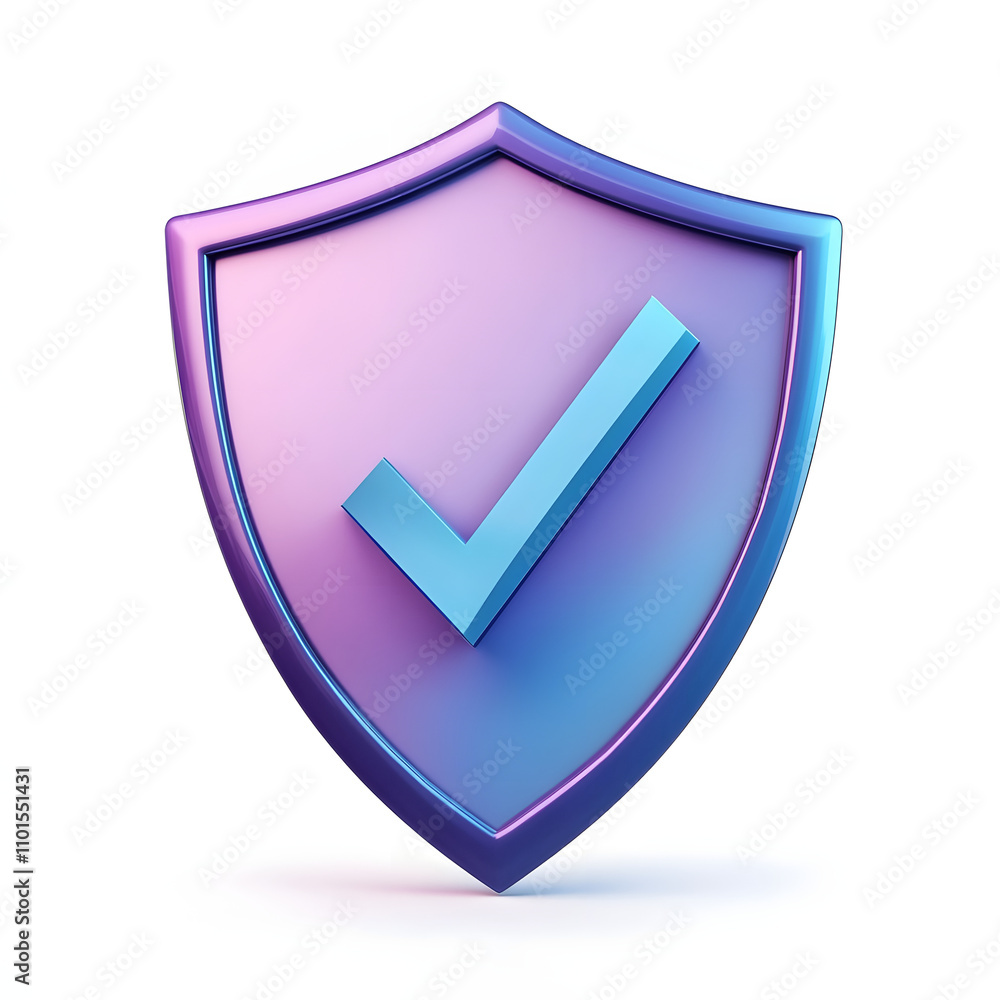 cartoon 3d Icon safety shield check mark perspective . Blue and purple symbol security safety icon. Checkmark in minimalistic style. 3d vector illustration. white background cartoon 3d Icon safety shield check mark perspective . Blue and purple symbol security safety icon. Checkmark in minimalistic style. 3d vector illustration. white background