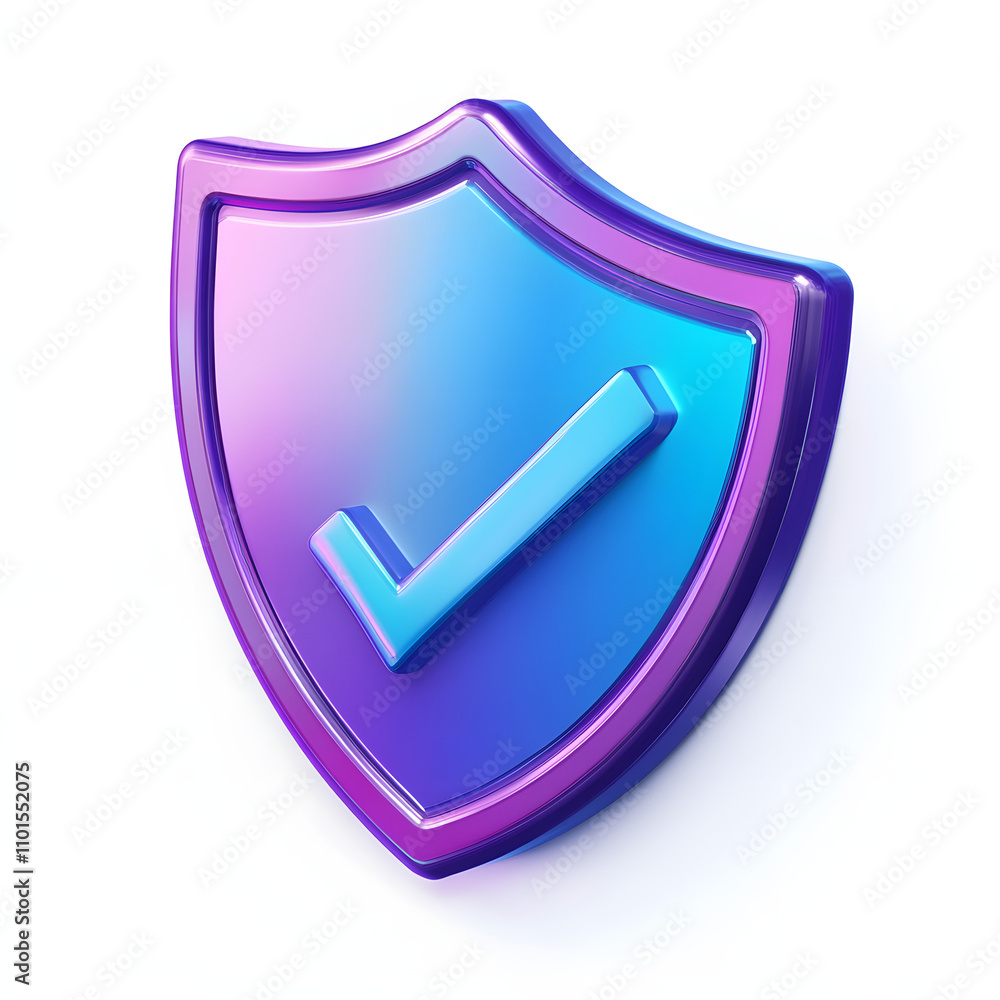 cartoon 3d Icon safety shield check mark perspective . Blue and purple symbol security safety icon. Checkmark in minimalistic style. 3d vector illustration. white background cartoon 3d Icon safety shield check mark perspective . Blue and purple symbol security safety icon. Checkmark in minimalistic style. 3d vector illustration. white background
