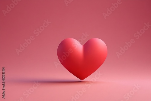 a close up of a red heart on a pink background