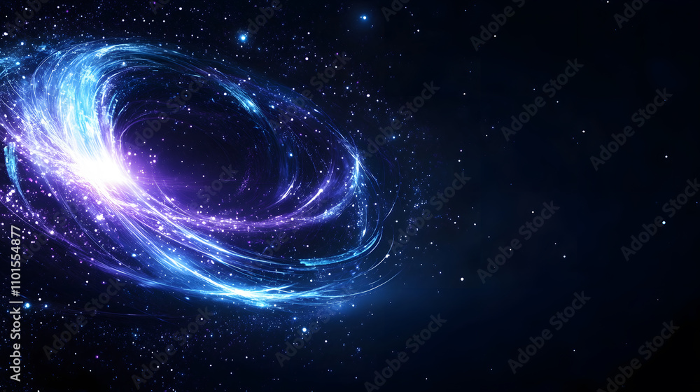 Fototapeta premium A vibrant cosmic swirl of blues and purples against a dark backdrop, evoking the beauty of galaxies and the mysteries of the universe