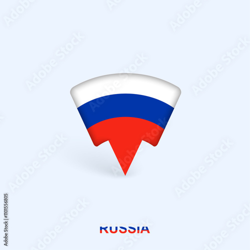 Russia Flag Map Pointer Design with Shadow.