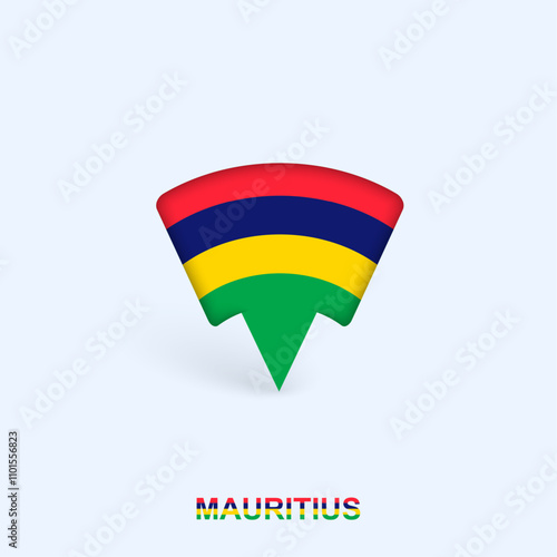 Free Download Mauritius Flag Map Pointer Design with Shadow. - GFXLoad