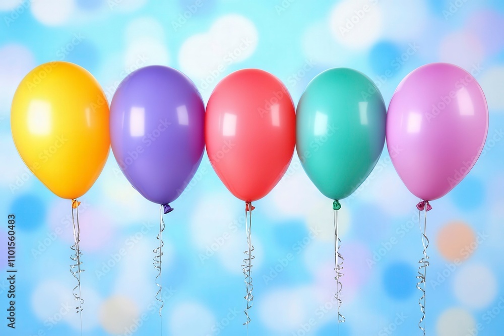 Colorful Balloons Against a Blurred Sky Background