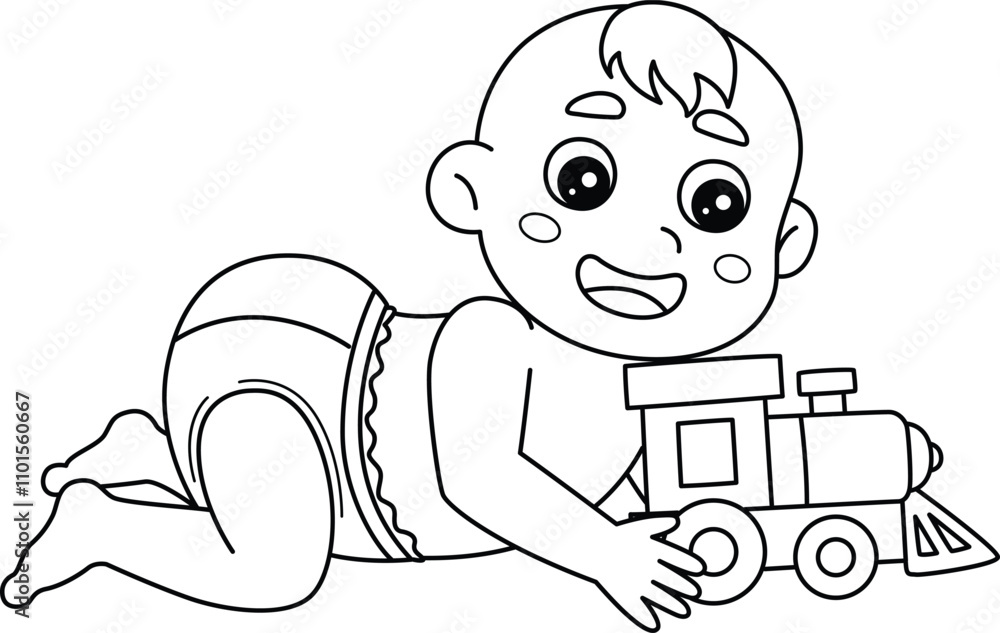 Baby Shower Baby Boy Playing with Toys Isolated Baby Shower Baby Boy Playing with Toys Isolated