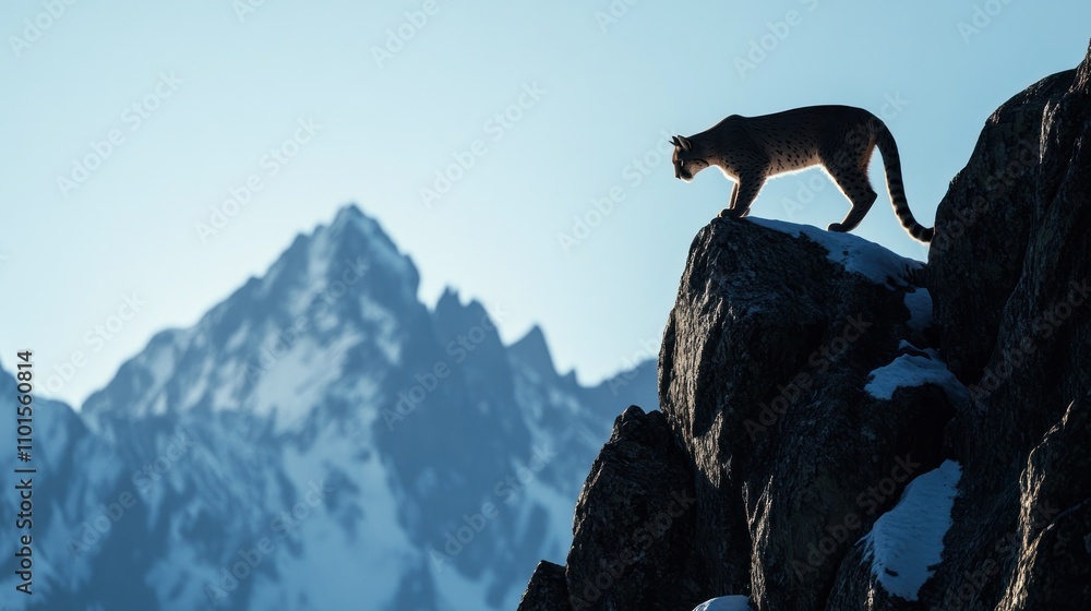 Lynx on a Mountain Peak