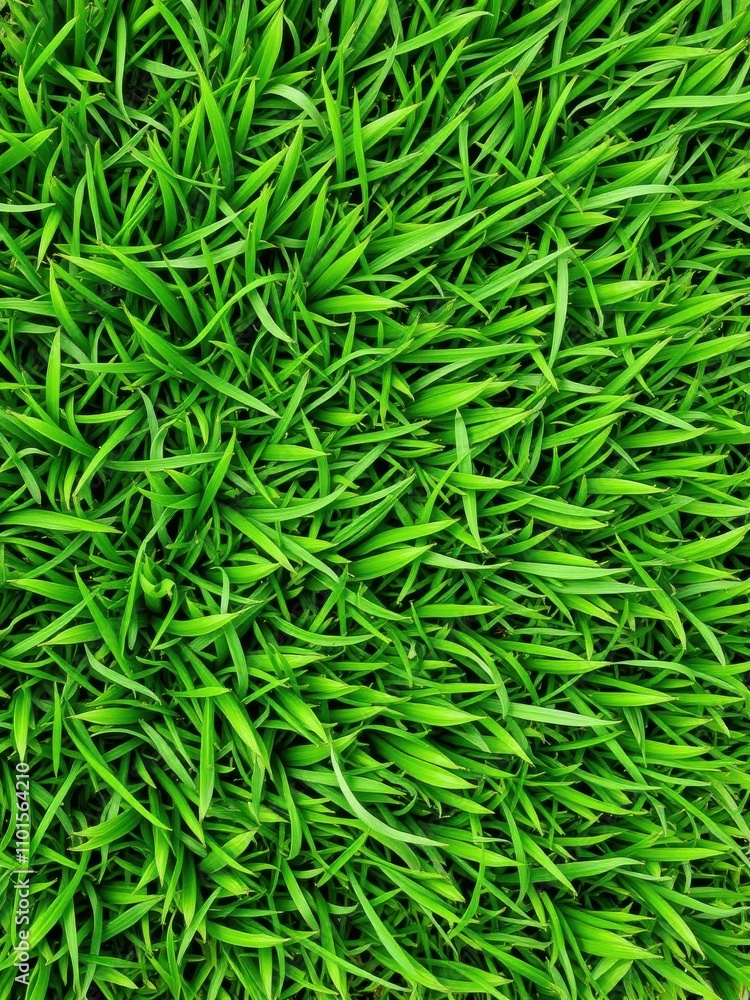 Naklejka premium Lush green grass texture with visible individual blades and varying shades of green, background, texture