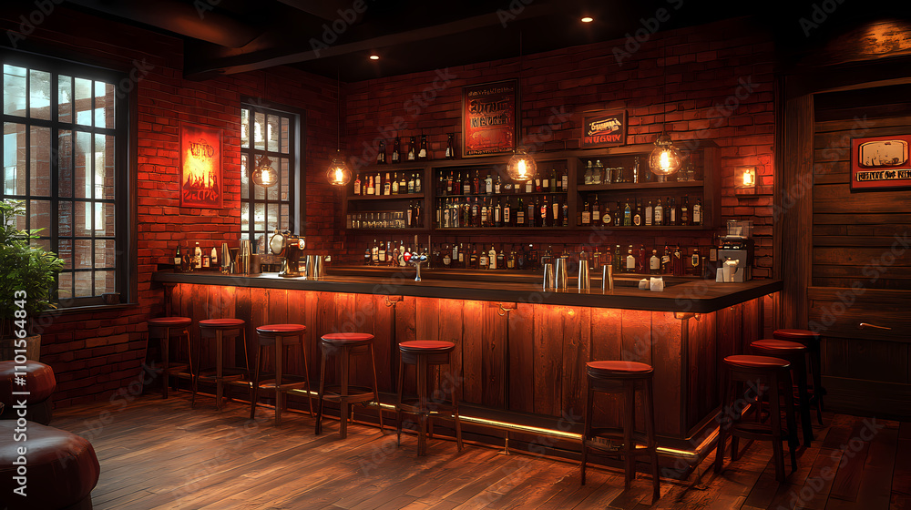 A bar, specifically the area in which bartenders mix drinks with bottles behind them A bar, specifically the area in which bartenders mix drinks with bottles behind them