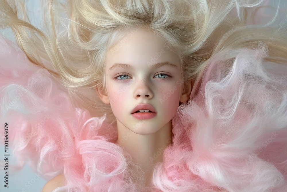 Dreamy Portrait with Soft Pink Textures Dreamy Portrait with Soft Pink Textures