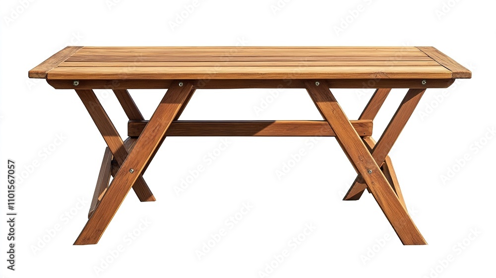 Wooden Table in Garden During Summertime with Calm Atmosphere Wooden Table in Garden During Summertime with Calm Atmosphere