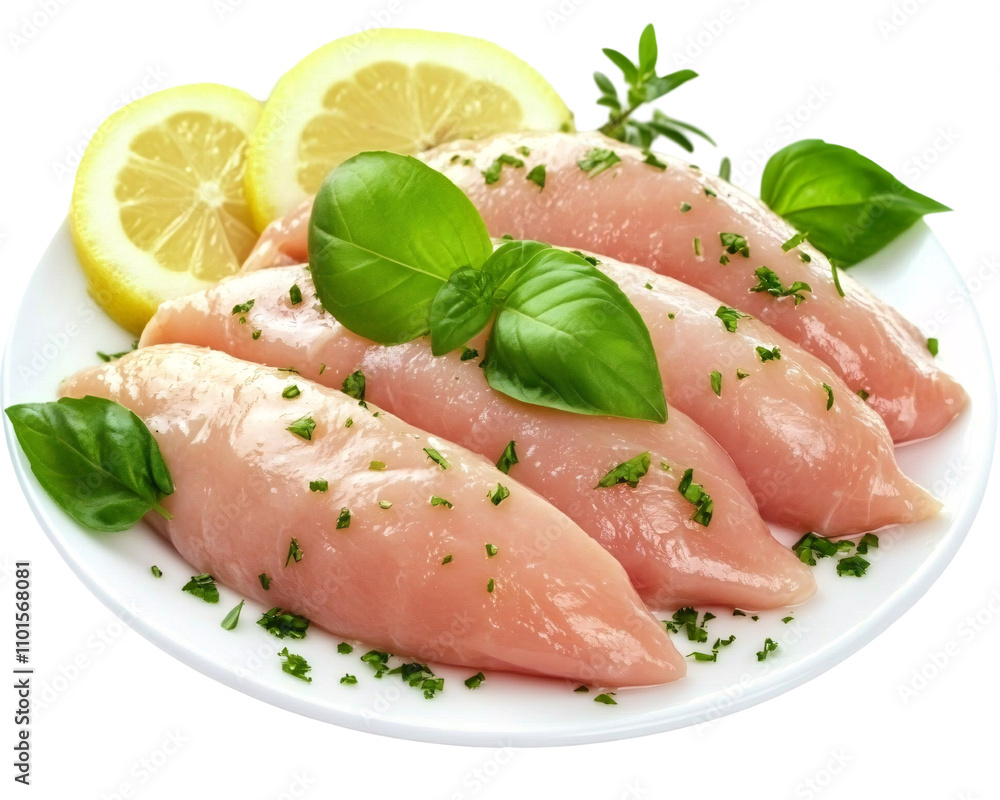 a plate of raw chicken breasts and lemons a plate of raw chicken breasts and lemons