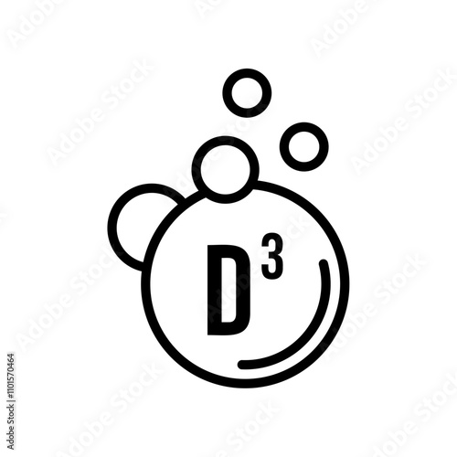vitamin D3 drops icon, line vector isolated on white background. trendy and modern design