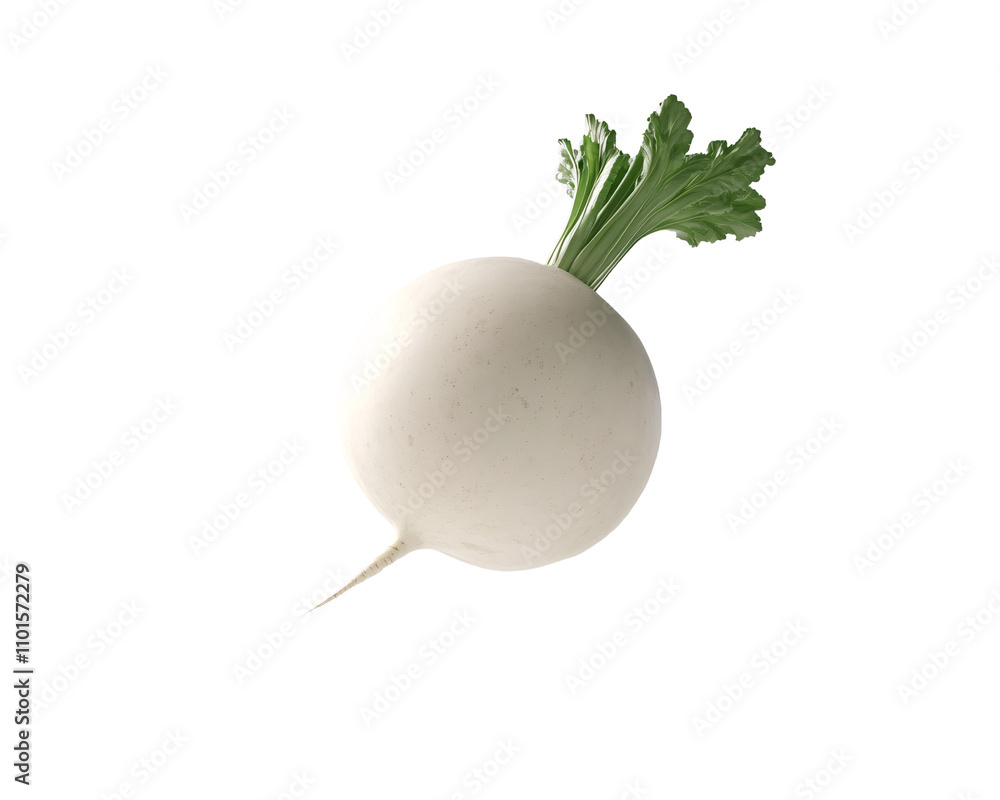a white round object with green leaves a white round object with green leaves