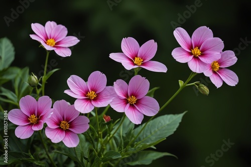 there are pink flowers that are in a vase on the table