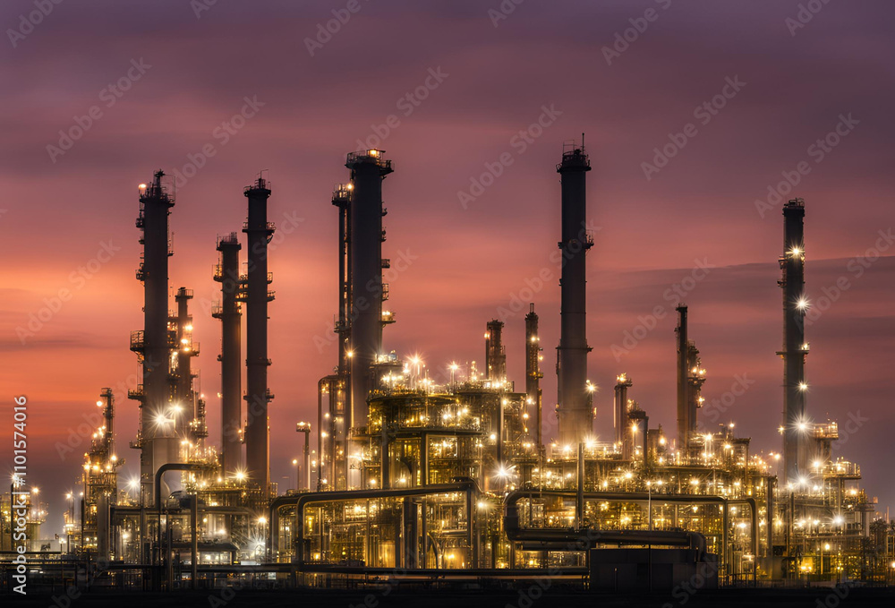 Landscape of Oil refinery at twilight Landscape of Oil refinery at twilight