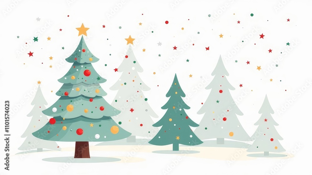 illustration of a Christmas tree standing in the snow during falling snow. illustration of a Christmas tree standing in the snow during falling snow.