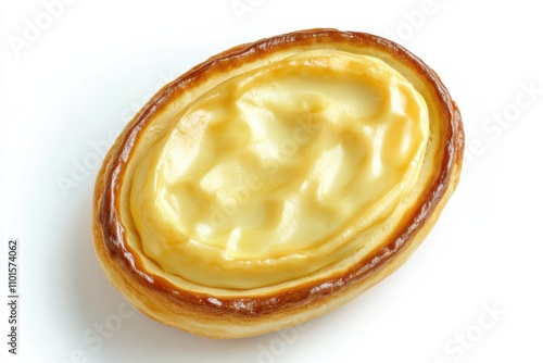 Pasticciotto with custard filling and oval shape on white background photo