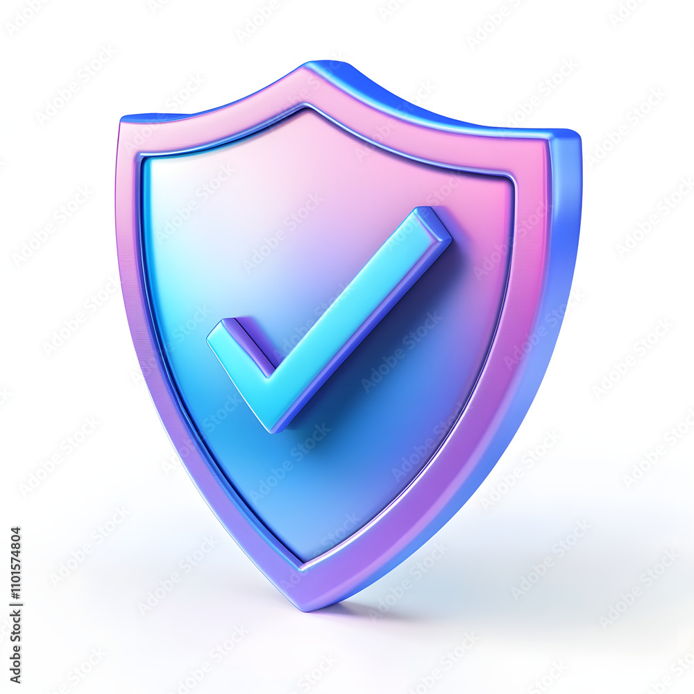 cartoon 3d Icon safety shield check mark perspective . Blue and purple symbol security safety icon. Checkmark in minimalistic style. 3d vector illustration. white background cartoon 3d Icon safety shield check mark perspective . Blue and purple symbol security safety icon. Checkmark in minimalistic style. 3d vector illustration. white background