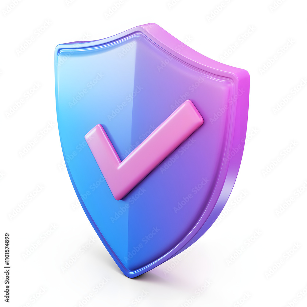 cartoon 3d Icon safety shield check mark perspective . Blue and purple symbol security safety icon. Checkmark in minimalistic style. 3d vector illustration. white background cartoon 3d Icon safety shield check mark perspective . Blue and purple symbol security safety icon. Checkmark in minimalistic style. 3d vector illustration. white background