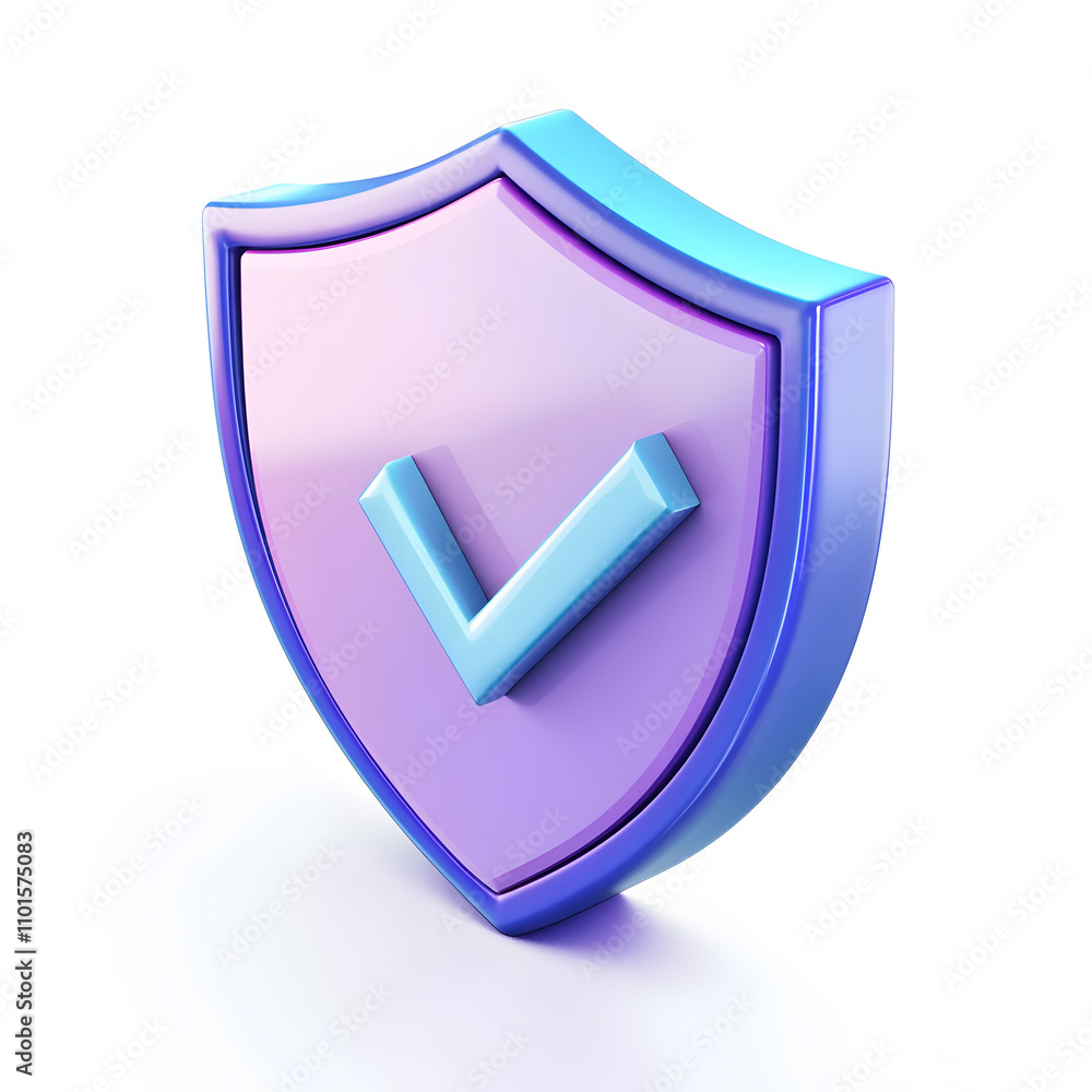 cartoon 3d Icon safety shield check mark perspective . Blue and purple symbol security safety icon. Checkmark in minimalistic style. 3d vector illustration. white background cartoon 3d Icon safety shield check mark perspective . Blue and purple symbol security safety icon. Checkmark in minimalistic style. 3d vector illustration. white background