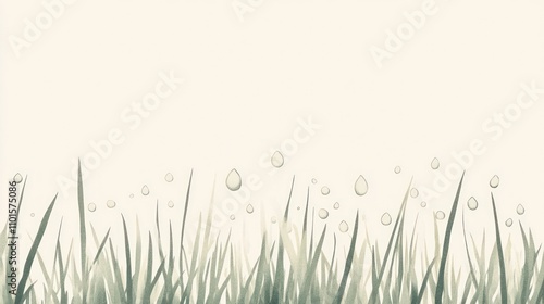 A serene illustration of grass with dew drops, evoking tranquility and nature.